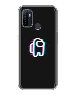 Чехол для OPPO A53 с картинкой «Among Us неон»