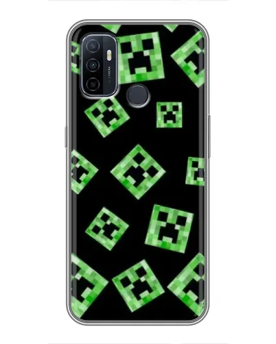 Чехол для OPPO A53 с картинкой «Паттерн с криперами»