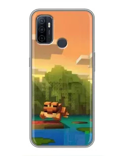 Чехол для OPPO A53 с картинкой «Майнкрафт закат солнца»