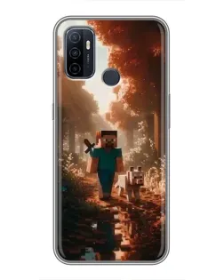 Чехол для OPPO A53 с картинкой «Стив в лесу»