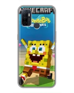 Чехол для OPPO A53 с картинкой «Губка Боб Minecraft»