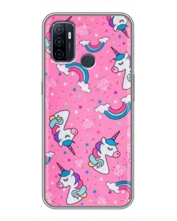 Чехол для OPPO A53 с картинкой «Unicorn паттерн розовый»
