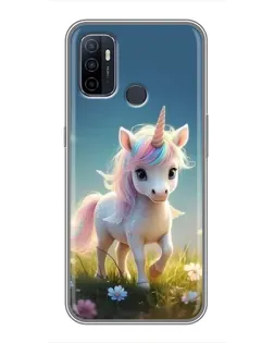 Чехол для OPPO A53 с картинкой «Единорог на поляне»