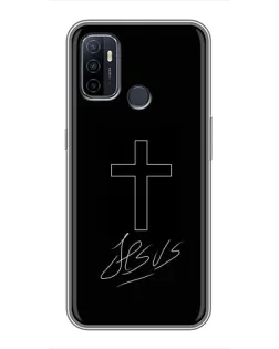 Чехол для OPPO A53 с картинкой «Графический крест Jesus»