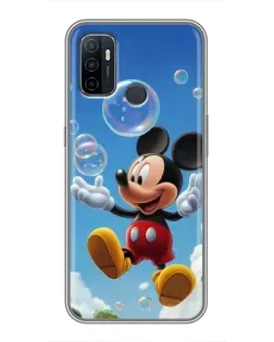 Чехол для OPPO A53 с картинкой «Mickey и мыльные пузыри»
