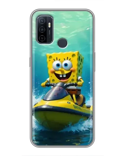Чехол для OPPO A53 с картинкой «Спанч Боб на гидроцикле»