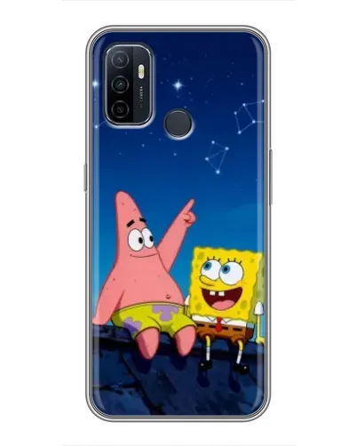Чехол для OPPO A53 с картинкой «Губка Боб и Патрик ночью»