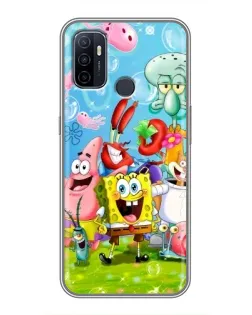 Чехол для OPPO A53 с картинкой «Губка Боб и друзья»