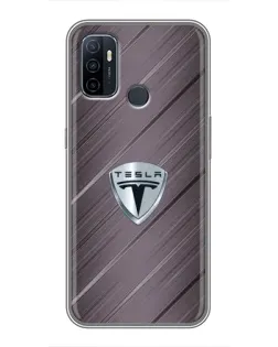 Чехол для OPPO A53 с картинкой «Металлическая текстура Tesla»