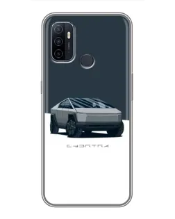 Чехол для OPPO A53 с картинкой «Серебристый Cybertruck Tesla»