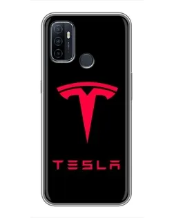 Чехол для OPPO A53 с картинкой «Tesla Red Logo»