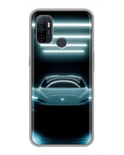 Чехол для OPPO A53 с картинкой «Tesla в неоне»
