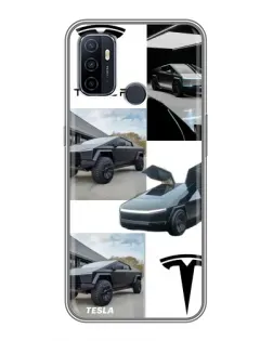 Чехол для OPPO A53 с картинкой «Коллаж Cybertruck Tesla»
