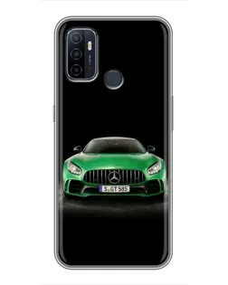 Чехол для OPPO A53 с картинкой «Mercedes — неоновый лого»