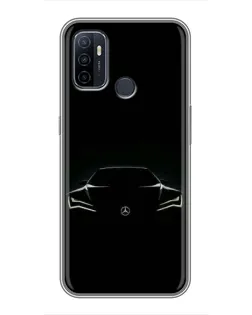 Чехол для OPPO A53 с картинкой «Mercedes — силуэт авто»