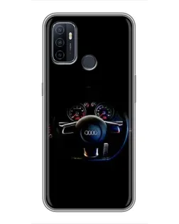 Чехол для OPPO A53 с картинкой «Салон Audi — руль»