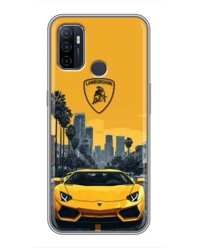 Чехол для OPPO A53 с картинкой «Желтый Lamborghini город»