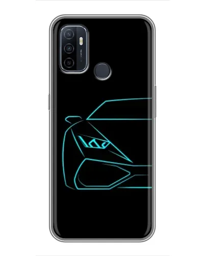 Чехол для OPPO A53 с картинкой «Голубой силуэт Lamborghini»