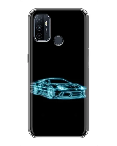 Чехол для OPPO A53 с картинкой «Неоновый контур Lamborghini»