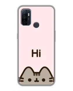 Чехол для OPPO A53 с картинкой «Пушин говорит Hi»