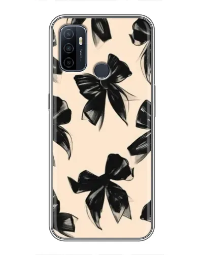 Чехол для OPPO A53 с картинкой «Паттерн черные банты»