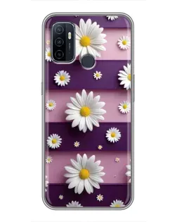 Чехол для OPPO A53 с картинкой «Ромашки на фиолетовом»