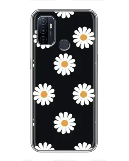 Чехол для OPPO A53 с картинкой «Ромашки на черном»