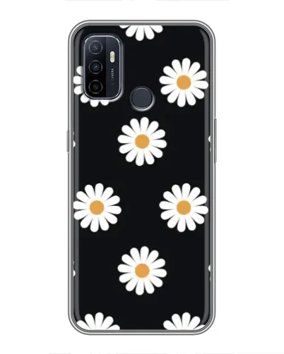 Чехол для OPPO A53 с картинкой «Ромашки на черном»