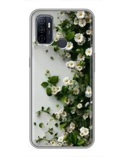 Чехол для OPPO A53 с картинкой «Ветка мелких белых цветов»