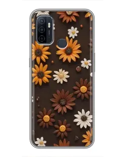 Чехол для OPPO A53 с картинкой «Узор из маленьких подсолнухов»