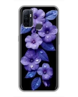 Чехол для OPPO A53 с картинкой «Фиолетовые цветы с росою»