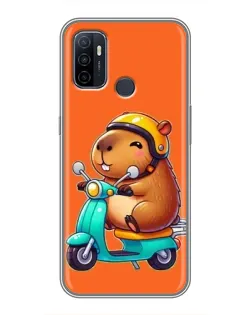 Чехол для OPPO A53 с картинкой «Капибара на скутере»