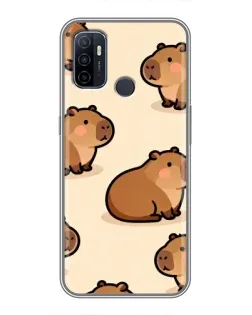 Чехол для OPPO A53 с картинкой «Паттерн милых капибар»