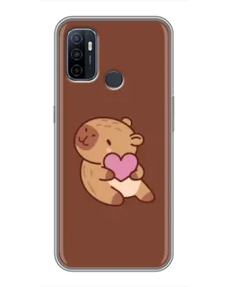 Чехол для OPPO A53 с картинкой «Капибара с сердцем»