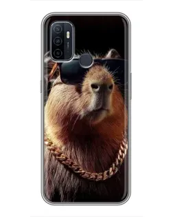 Чехол для OPPO A53 с картинкой «Капибара золотая цепь»