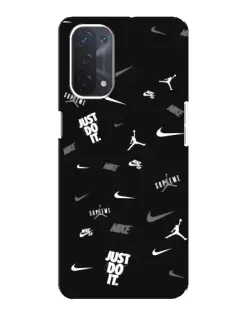 Чехол для OPPO A54 (5G) с картинкой «Nike Black Pattern»