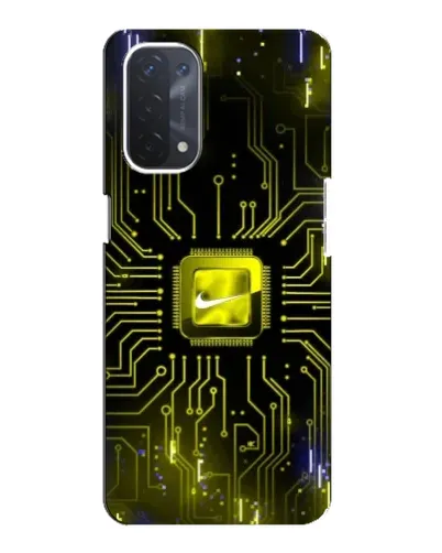 Чехол для OPPO A54 (5G) с картинкой «Nike — золотая искра»