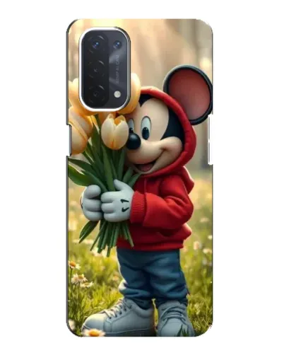 Чехол для OPPO A54 (5G) с картинкой «Микки с тюльпанами»