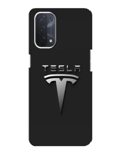 Чохол для OPPO A54 (5G) з картинкою «Сталевий логотип Tesla»