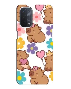 Чохол для OPPO A54 (5G) з картинкою «Квітковий паттерн капібар»