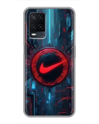 Чехол для OPPO A54 с картинкой «Техногенный стиль Nike»