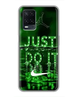 Чехол для OPPO A54 с картинкой «Зеленый неоновый Nike»