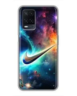 Чехол для OPPO A54 с картинкой «Космический Nike Swoosh»