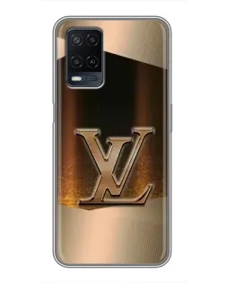 Чехол для OPPO A54 с картинкой «LV — золотое сияние»