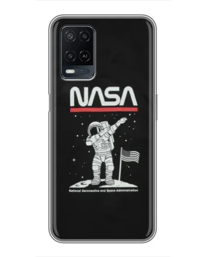 Чехол для OPPO A54 с картинкой «NASA — шагаем по Луне»