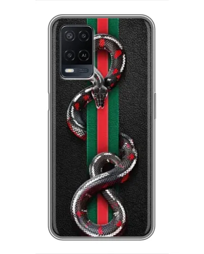 Чехол для OPPO A54 с картинкой «Gucci — змея на полосе» Чехол для OPPO A54 с картинкой «Gucci — змея на полосе»