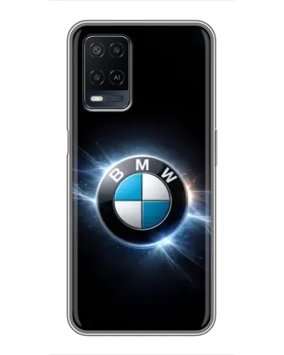 Чехол для OPPO A54 с картинкой «BMW — неоновое сияние»