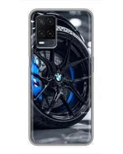 Чехол для OPPO A54 с картинкой «Колесо BMW вблизи»