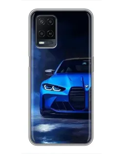 Чехол для OPPO A54 с картинкой «Голубая BMW M4»