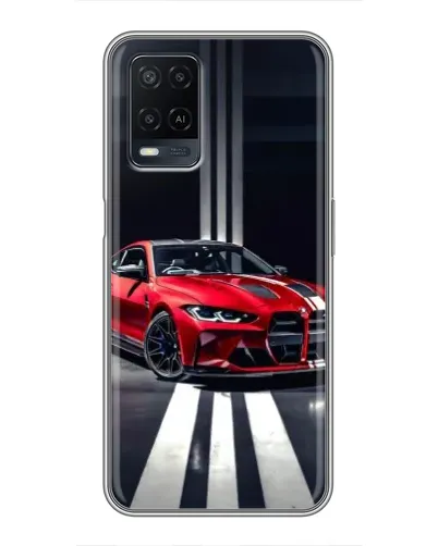 Чехол для OPPO A54 с картинкой «Красная BMW на дороге»